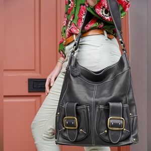 BLONDIE MANIA PETROLINA LEATHER SHOULDER BAG